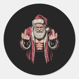 Christmas Angry Santa Middle Finger Sarcastic Xmas Classic Round Sticker