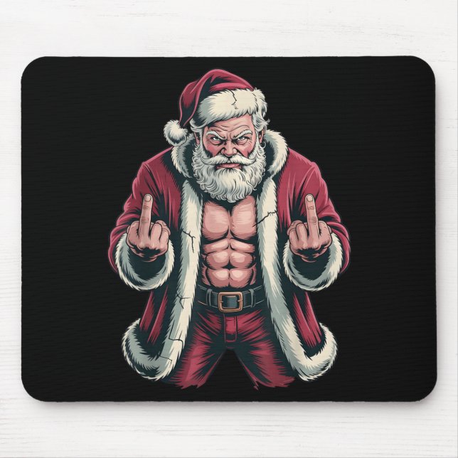 Christmas Angry Santa Middle Finger Sarcastic Xmas Mouse Mat (Front)
