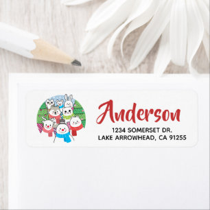 Christmas Animal Friends Return Address Label