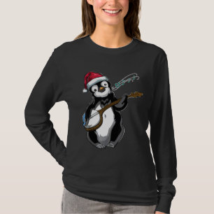 Christmas Animal Music Guitar Banjo Penguin T-Shirt