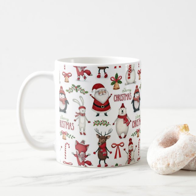 Christmas animal pattern coffee mug (With Donut)
