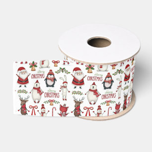 Christmas animal pattern grosgrain ribbon