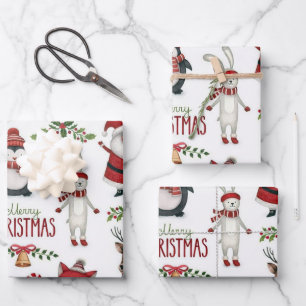 Christmas animal pattern wrapping paper sheet
