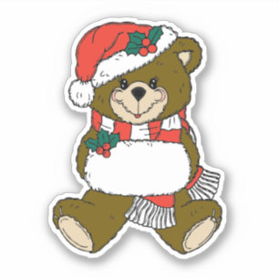 Christmas Animal Santa Teddy Bear Art
