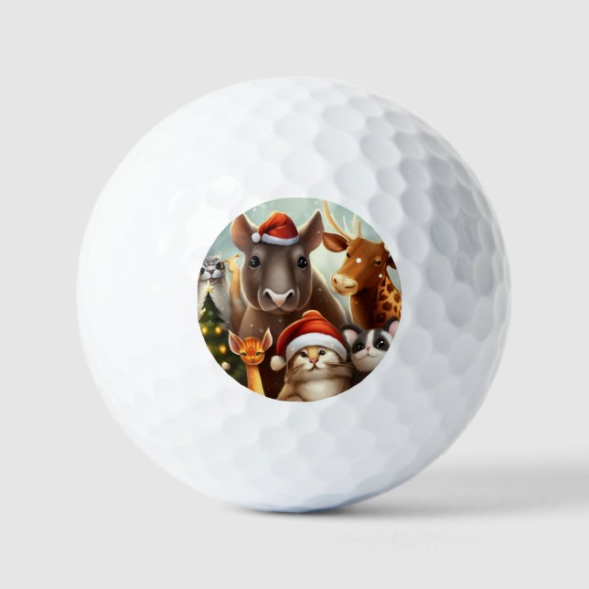 Christmas Animals (6) Golf Balls (Front)