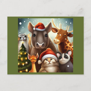 Christmas Animals 6 Holiday Postcard