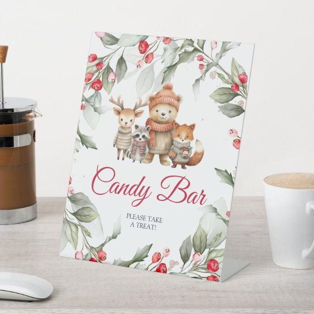 Christmas Animals Baby Shower Candy Bar Sign (In SItu)