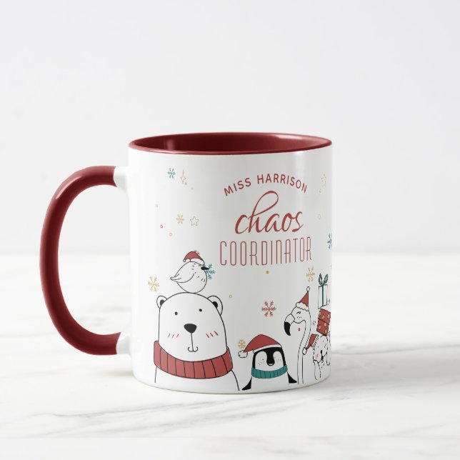 Christmas Animals Chaos Coordinator Personalised Mug (Left)