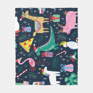 Christmas Animals, Cute Seamless Design. Fleece Blanket