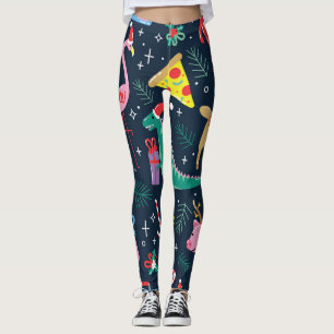 Christmas Animals, Cute Seamless Design. Leggings