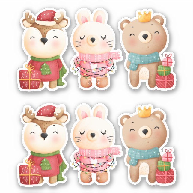 Christmas Animals in Festive Outfits (Front)