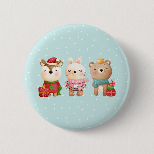 Christmas Animals in Festive Outfits 6 Cm Round Badge