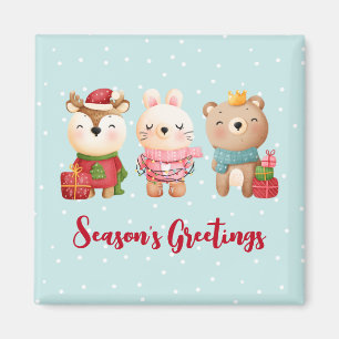 Christmas Animals in Festive Outfits Magnet