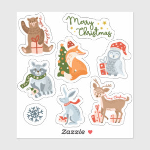 Christmas animals sheet of 8 stickers