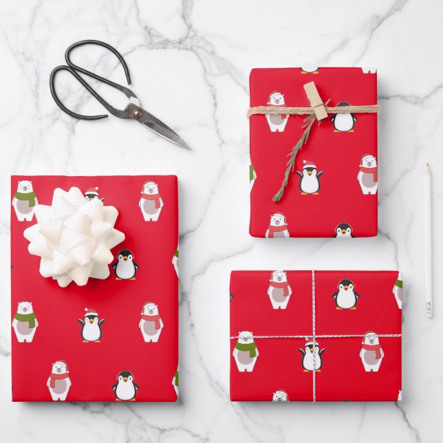 Christmas Animals Wrapping Paper Sheet (Front)