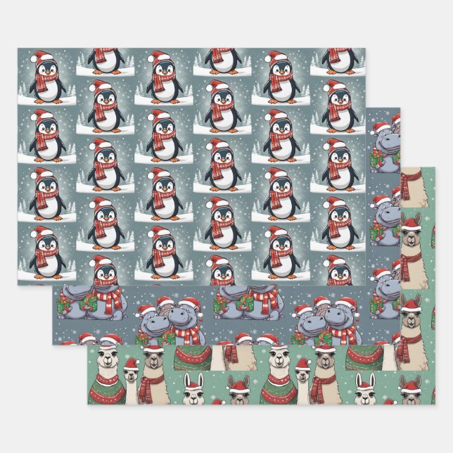 Christmas Animals Wrapping Paper Sheet (Set)