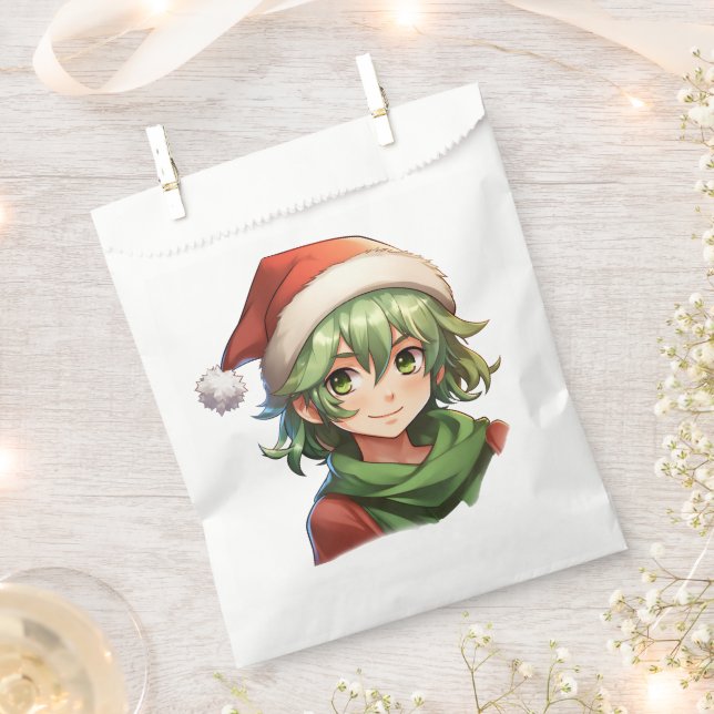 Christmas Anime Elf Portrait Favour Bags (Clipped)