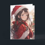 Christmas Anime Girl Card<br><div class="desc">Cute manga anime girl dressed in a Santa Claus Christmas outfit</div>