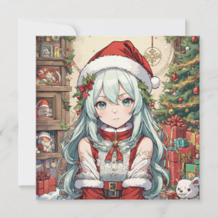 Christmas anime girl  holiday card