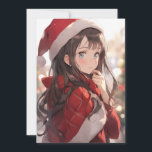 Christmas Anime Girl Holiday Card<br><div class="desc">Cute manga anime girl dressed in a Santa Claus Christmas outfit</div>