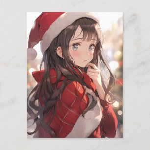 Christmas Anime Girl Holiday Postcard