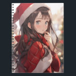 Christmas Anime Girl Notebook<br><div class="desc">Cute manga anime girl dressed in a Santa Claus Christmas outfit</div>