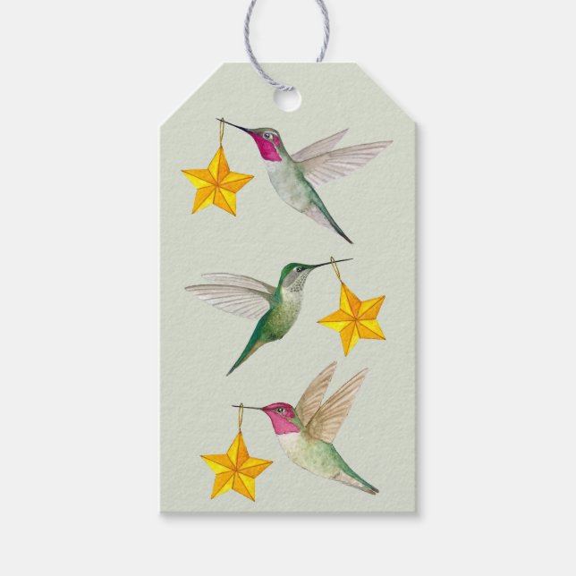 Christmas Anna's Hummingbirds Gift Tag (Front)