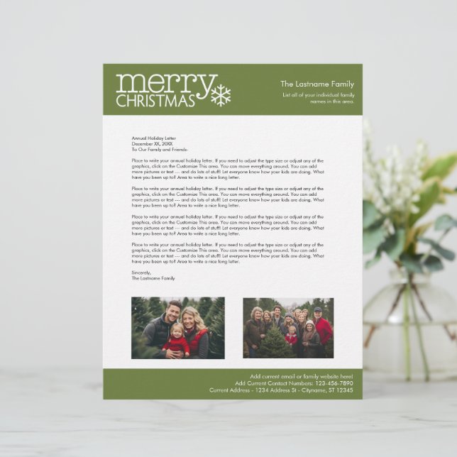 Christmas - Annual Holiday Letter with Photos Letterhead (Standing Front)