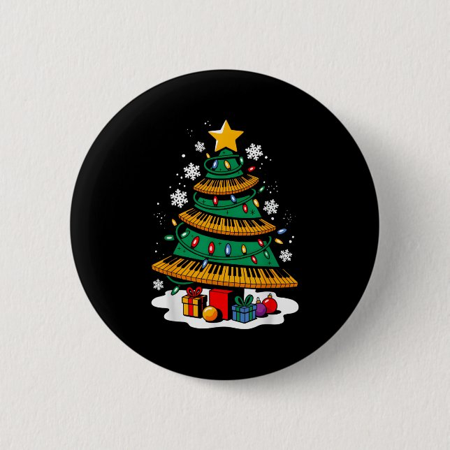 Christmas Ano Player Xmas Tree Funny Music Lover S 6 Cm Round Badge (Front)