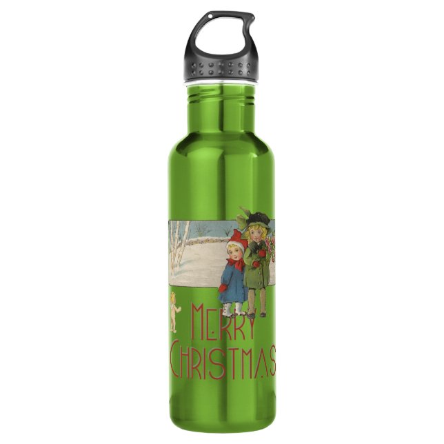 Christmas Antique Children Illustration 1920  710 Ml Water Bottle (Front)