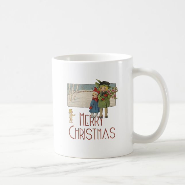 Christmas Antique Children Illustration 1920  Coffee Mug (Right)