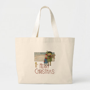 Christmas Antique Children Illustration 1920  Large Tote Bag