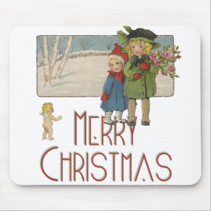 Christmas Antique Children Illustration 1920  Mouse Mat