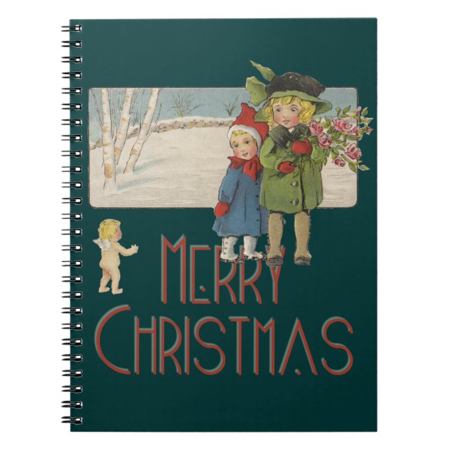 Christmas Antique Children Illustration 1920  Notebook (Front)