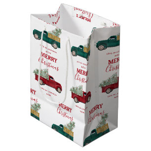 Christmas Antique Pickup Truck Xmas Tree Custom Medium Gift Bag