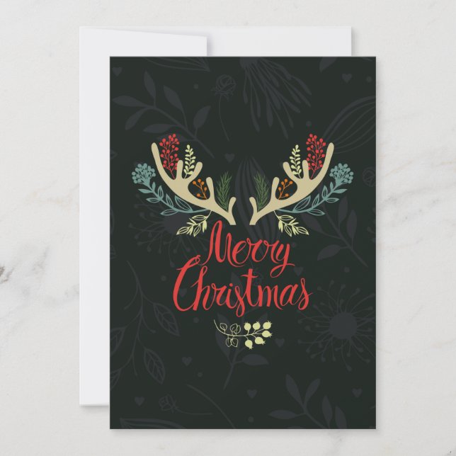 Christmas antlers calligraphy Greeting Cards (Front)