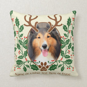 Christmas Antlers For Dog / Cat Personalise Photo Cushion