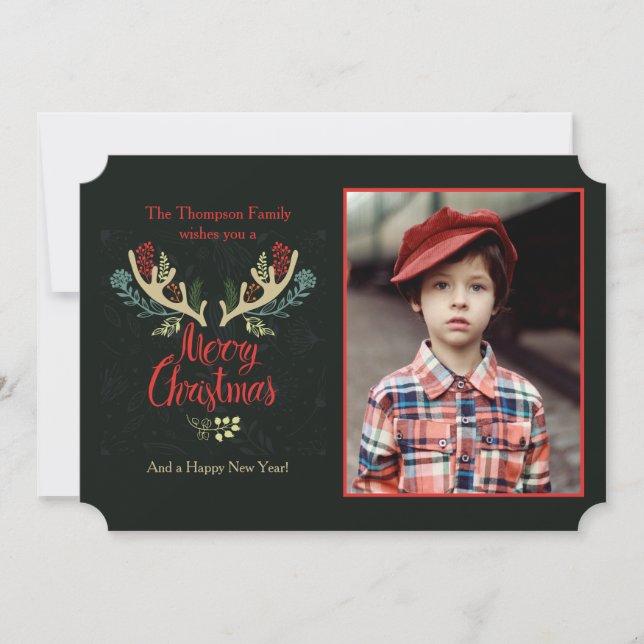 Christmas Antlers Photo Card (Front)