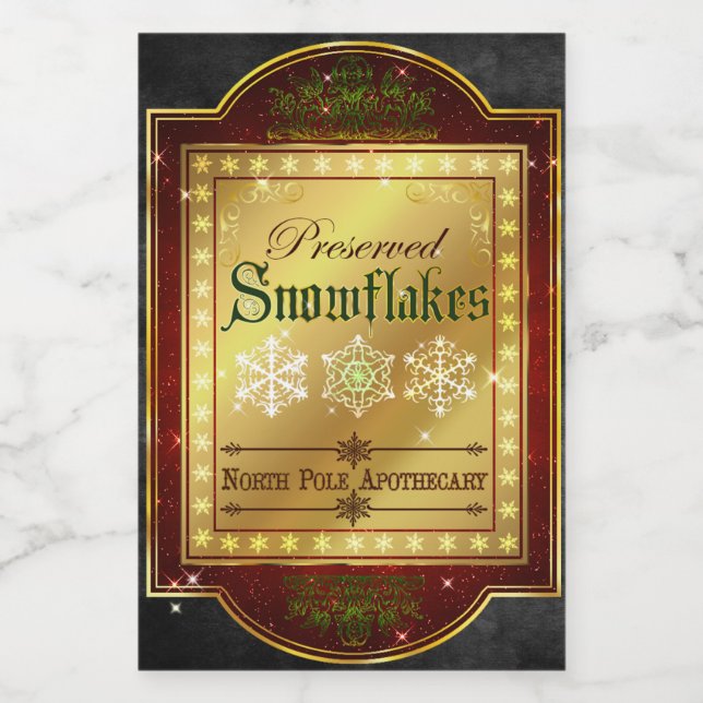 Christmas Apothecary Snowflakes Label (Single Label)