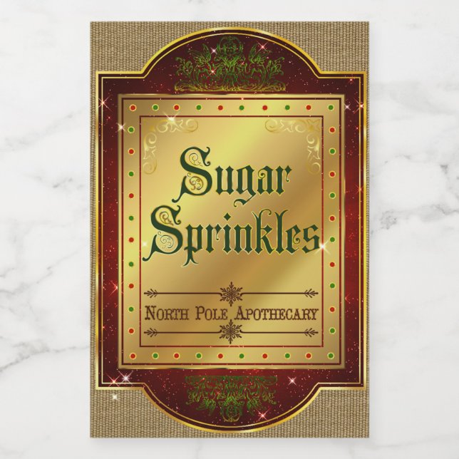 Christmas Apothecary Sugar Sprinkles Label (Single Label)