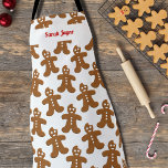 Christmas Apron Cute Gingerbread Cookie Pattern<br><div class="desc">A gang of gingerbread men are waiting for you to add your name and bring them home. to bake christmas cookies</div>