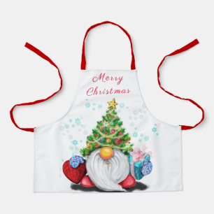 Christmas Apron Happy Gnome with Gifts