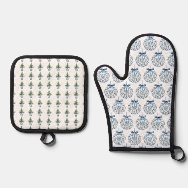 Christmas Apron Oven Mitt & Pot Holder Set (Front)