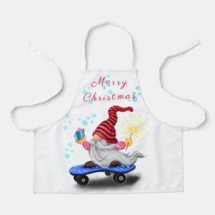 Christmas Apron Skater Gnome with Gifts