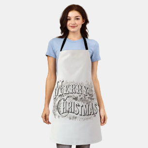 CHRISTMAS APRON : VINTAGE MERRY CHRISTMAS