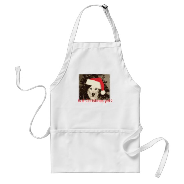 Christmas Apron with Santa Husky (Front)