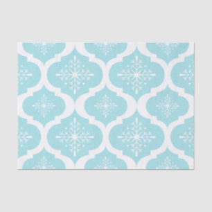Christmas Aqua Blue Snowflakes Lattice Pattern Tissue Paper