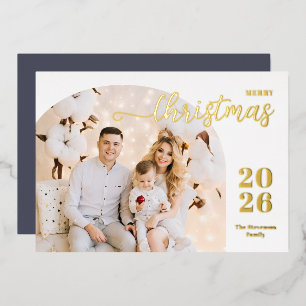 Christmas arch 1 photo modern minimalist grey foil holiday card