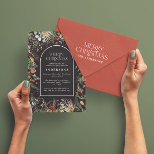 Christmas arch watercolor botanical Christmas Holi Holiday Card