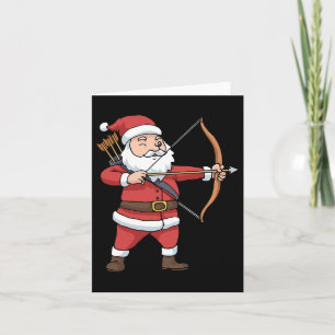 Christmas Archery Arrow Bow Hunting Santa Claus  Card